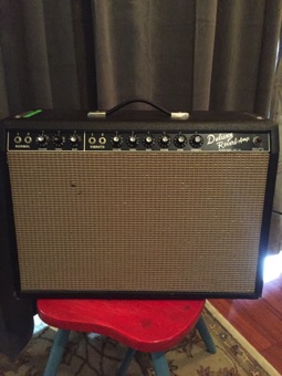 A wonderful 1965 Fender Deluxe Reverb. All original except the Eminence Swamp Thang speaker.