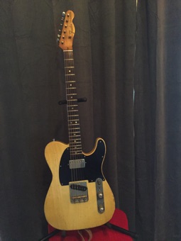 Another killing guitar. 1969 rosewood tele neck that I bought from Kevin Belz, Mark Jenny body, Throbak SLE 101+, don't remember single coil but possibly Harmonic Design.